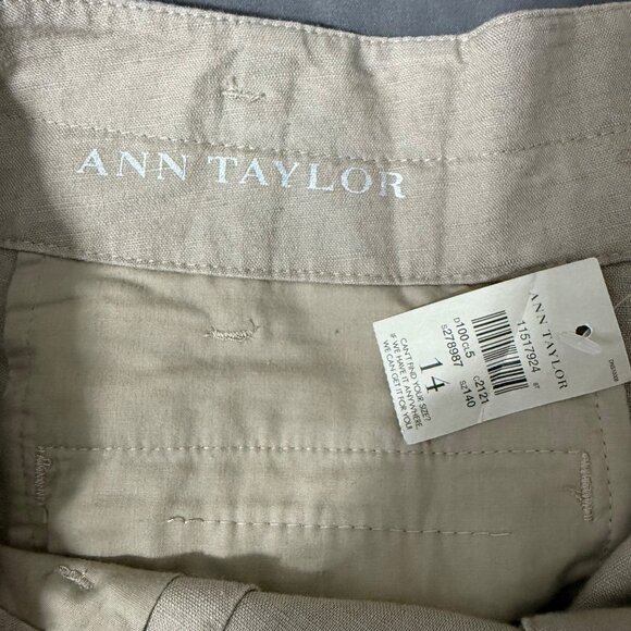 Ann Taylor Shorts Women's 14 Linen Blend High Rise Pleated Pockets 4" Inseam Tan - Picture 8 of 13